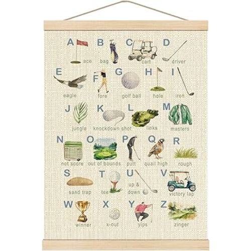 Boat Wades Golf Alphabet Nursery Wooden Poster Hangers 12x16 Inch,Golf Gifts Poster Hanger Frame,Golfs Nursery Decor For Boy Kids Room Nursery