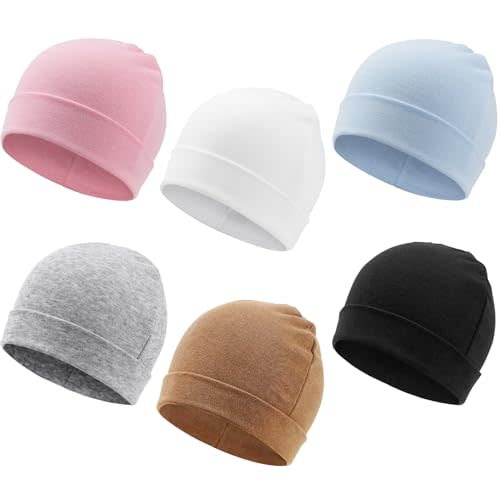 DRESHOW BQUBO 6 Pack Baby Newborn Hats Set for Unisex Infant Newborn Toddler Soft Beanie Hat for Boys Girls 0-24 Months