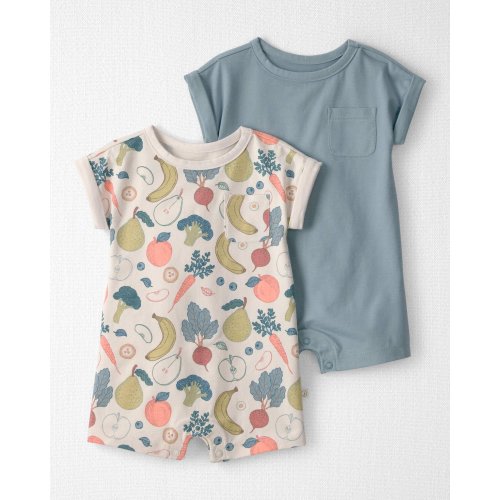 Baby 2-Pack Organic Cotton Rompers in Veggie Fruit Print - Little Planet | Carter's