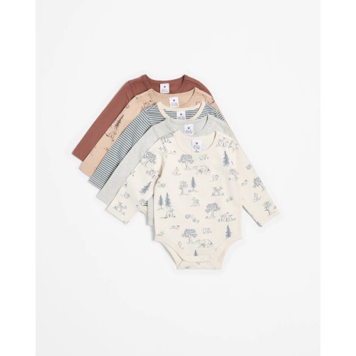 Baby Organic Cotton Bodysuits 5 Pack - Woodlands | Target Australia