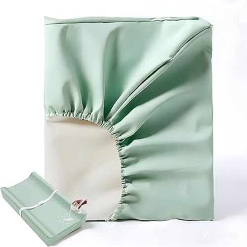 Vegan Leather Baby Changing Pad Covers for Girl, Boy, Waterproof & Wipeable Soft Diaper Changing Mat Cover.Fits Standard Changing Pads with Dimensions of 32" x 16"(Green).