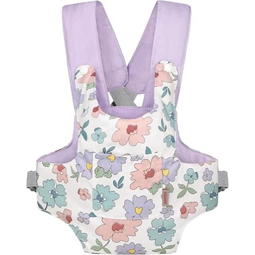 GAGAKU Baby Doll Carrier for Kids, Stuffed Animal Carrier Reborn Baby Carrier with Adjustable Straps, Baby Doll Accessories - Purple (Flowers)