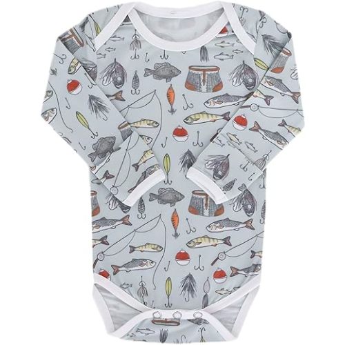 Copper Pearl Long Sleeve Bodysuit Baby: Ultra Soft Baby for Newborns, Boys, and Girls - Stylish, Comfortable, Overlap Shoulders, Premium Knit Fabric - 0-3 Months, Trout