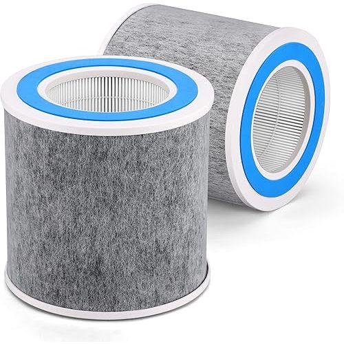 2 Pack HP102 Replacement Filter Compatible with Shark HP100 HP102, HP102PET & HP132, HC450, HC451, HC452, HC455 Air Purifier, True HEPA for 99.98% of Particles, Compare Part #HE1FKPET, HE1FKBAS