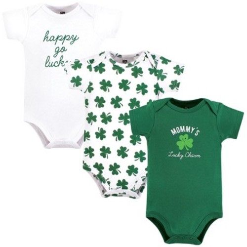 Hudson Baby Infant Boy Cotton Bodysuits, Mommys Lucky Charm, 3-6 Months