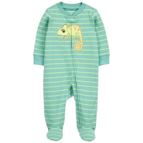 Baby Chameleon Zip-Up Cotton Sleep & Play Pajamas - NB - Style,Green