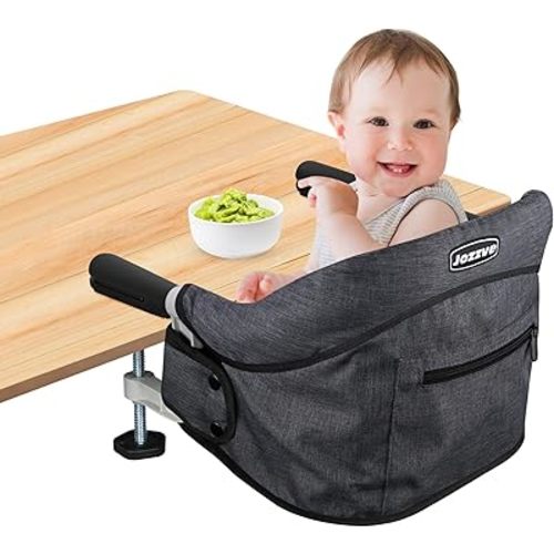 Hook On High Chair, Jozzve Baby High Chair, Portable High Chair for Travel, Foldable Fast Table Chair with Storage Bag, Baby Feeding Seat Clip On High Chair for Home and Travel (Black)