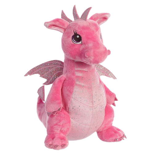 Aurora - Medium Pink Sparkle Tales - 12" Dahlia Dragon - Enchanting Stuffed Animal