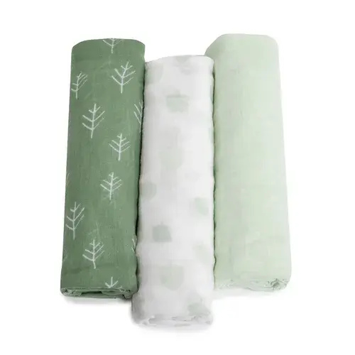 Bubba Blue 3 Pack Wrap Muslin Avocado / Forest | Baby Bunting AU