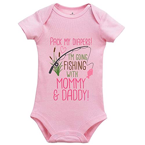Pack My Diapers Im Going Fishing with Mommy and Daddy Baby Newborn Organic Bodysuit
