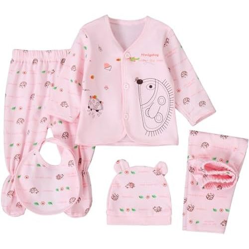 Unisex Baby Clothes 5 Piece Layette Sets Cotton Newborn Clothes Gift Set For 0-3 Months