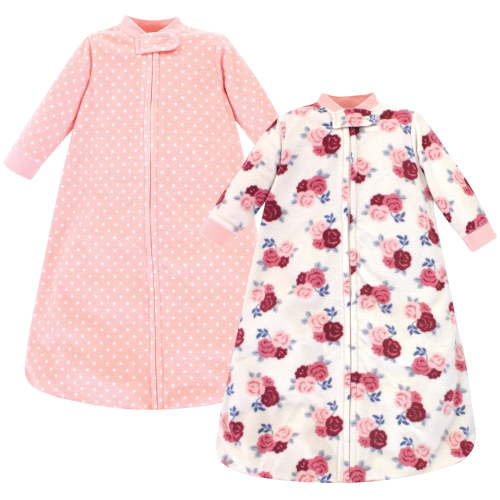 Hudson Baby Infant Girl Long-Sleeve Fleece Sleeping Bag, Floral, 0-6 Months