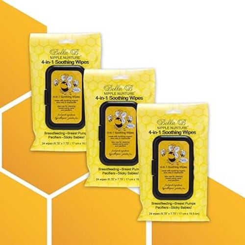 BELLA B Nipple Nurture 3-Piece Breast Wipes/Baby Wipe Bundle - Breast Pump Cleaning Wipes - Nursing and Breastmilk Wipes
