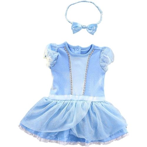 Dressy Daisy Princess Onesie Romper Fancy Dress Costume Halloween Birthday Bodysuit Outfit with Headband for Infant Baby Girl