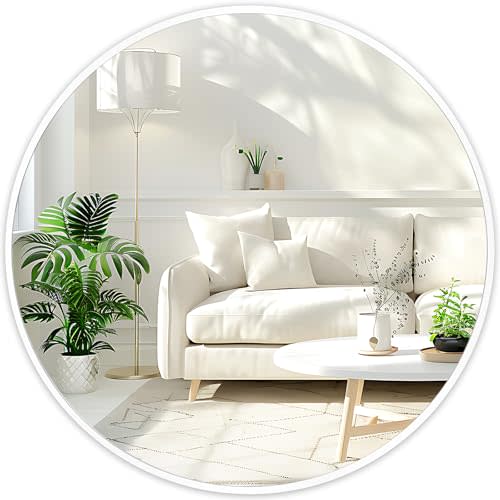 Fabuday White Round Mirror for Wall 20 inch - Circle Mirror for Bathroom, Entryway, Living Room, Hallway, Bedroom Decor, Small Matte Frame Mirror