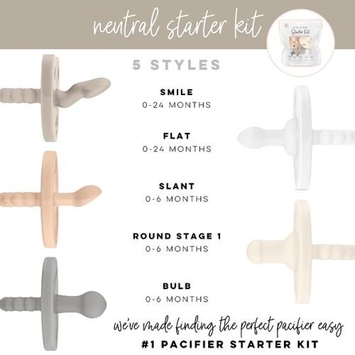 Ryan & Rose Cutie PAT Silicone Pacifier Teether (Starter Kit, Neutral)
