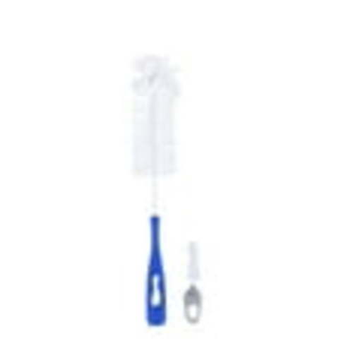 Superio 2-in-1 Bottle Brush with Strong Bristle Brush and Long Rubber Handle, Blue