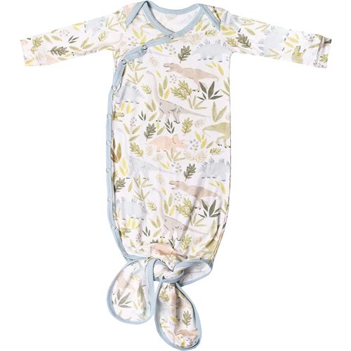 Copper Pearl Baby Gown - Knotted Newborn Sleepers for Baby Boy and Girl, Soft Stretchy Long Sleeve Infant Gowns with Bottom Tie and Hand Mittens, Perfect Hospital Coming Home Outfit (Rex)