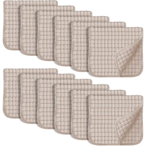 SWEET DOLPHIN 12 Pack Muslin Burp Cloths Large 100% Cotton Hand Washcloths for Baby - Baby Essentials Extra Absorbent and Soft Boys & Girls Milk Spit Up Rags for Newborn Registry - Brown, 20" X10" - 20x10 Inch (Pack of 12)
