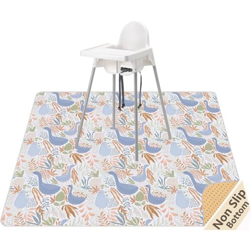 Splat Mat for Under High Chair/Arts/Crafts, Waterproof and Anti-Slip Splash Mat Floor Protector, Washable Highchair Floor Mat, 51 Inch Reusable Messy Mat and Baby Feeding Table Cloth