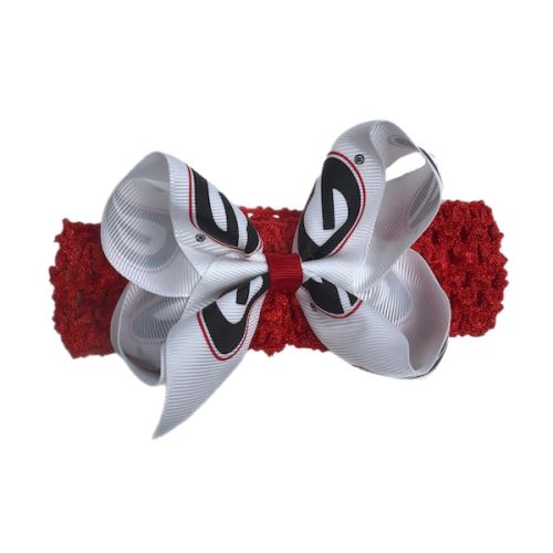 Girls Infant Georgia Bulldogs Logo Crochet Headband with Bow
