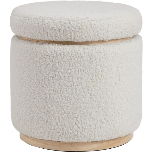 Linon Home Décor Cream Sherpa Round Storage Wooden Base by Linon Lexington Ottoman