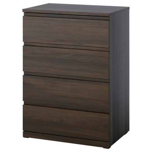 STORKLINTA 4-drawer chest - dark brown/oak effect anchor/unlock function 27 1/2x18 7/8x38 5/8 "
