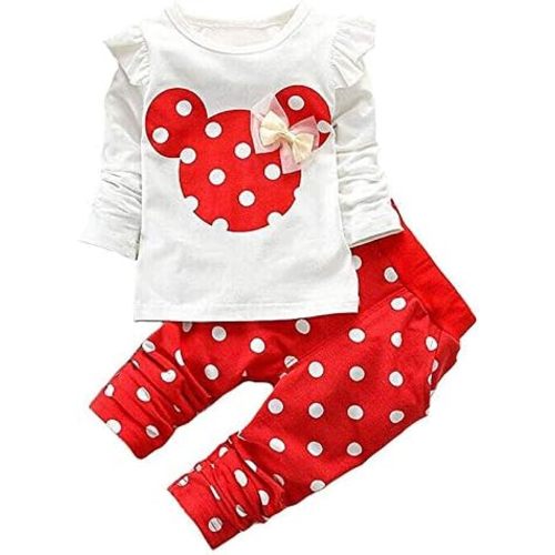 Baby Girl Clothes, 3 Pieces Long Sleeved Cute Toddler Infant Outfits Kids Tops and Pants Set