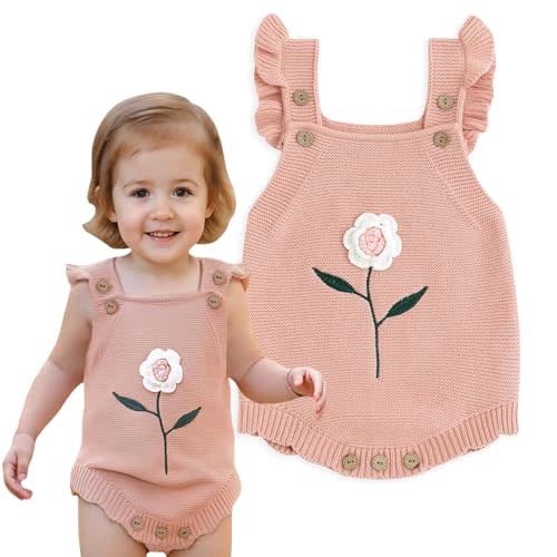 Simplee kids Baby Girls Sunflower Knit Rompers Knit Clothes for Newborn Baby Girls