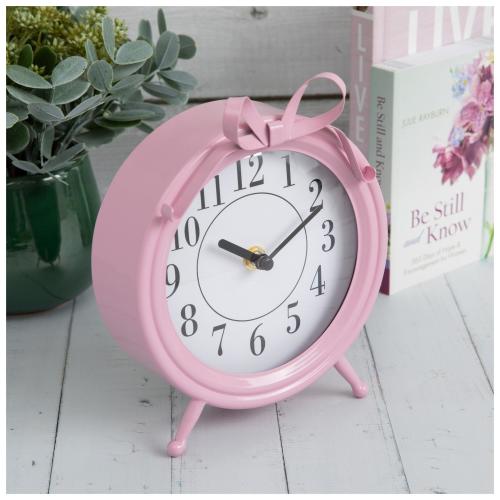 Pink Bow Metal Clock