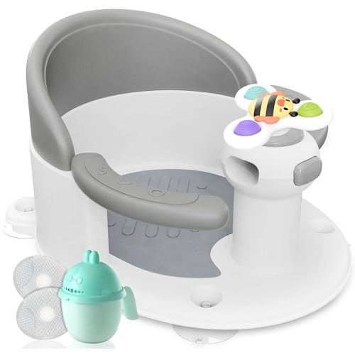 Bath Seat for Babies 6 Months & Up - Safe Infant and Toddler Bathtub Seat for Sitting Up - Tub Seat for Shower (Gray)