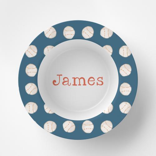 Personalized Baseball Kids Bowl: Unbreakable Polymer Dinnerware