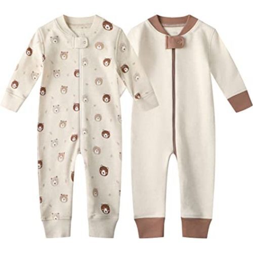 Owlivia Organic Cotton Baby Boy Girl Zip up Sleep 'N Play Pjs, Footless, Long Sleeve