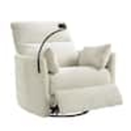 JAYDEN CREATION Bertran Ivory 38 in. Power Rocking Swivel Nursery Recliner with USB RCLD1034-IVY