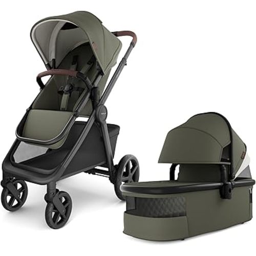 Mompush Ultimate 3 Full Size Baby Stroller with Bassinet from Newborn to 50 lbs - All-Terrain Large Wheels with Full Suspension, Reversible & Extendable Seat for Growing Kids, One-Second Compact Fold