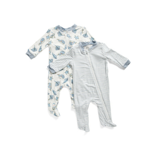 Newborn Boys 2pk Assorted Footed Coveralls | Baby Boys (0-24m) | Marshalls
