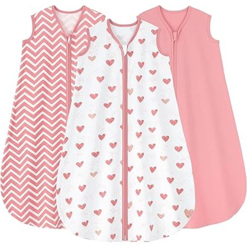 Yoofoss Baby Sleep Sack 18-24 Months 0.5 Tog Wearable Blanket for Baby, 3 Pack 100% Cotton Infant Toddler Sleeping Sack 2-Way Zipper Lightweight Sleep Sack