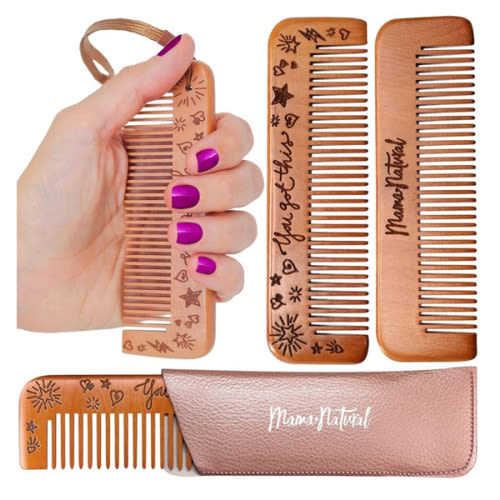 Mama Natural Birthing Comb for Labor Pain Relief | Wood Comb for Women - Labor Essentials, Pregnancy Contraction, and Postpartum Support | Reusable, Giftable, Acupressure Relief Tool