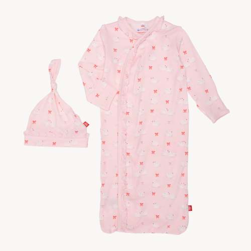 swan of a kind modal magnetic cozy sleeper gown + hat set