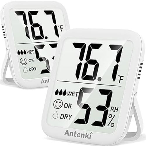 Antonki Room Thermometer Indoor Hygrometer, Humidity Gauge, Humidity Meter, Digital Temperature and Humidity Monitors for Home, Baby Room, Terrarium, Incubator, Greenhouse - 2 Pack