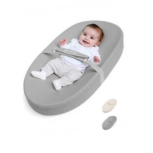 COMOMY Baby Changing Pad with Wipeable & Waterproof PU Cover, Contoured Diaper Changing Pad for Dresser with Non-Slip Safety Belt, Portable and Lightweight, Large Cushioned Foam, Light Grey