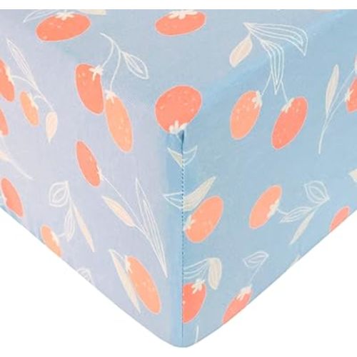 Premium Knit Baby Crib Sheets for Boys and Girls by Copper Pearl: Breathable and Soft, Fitted Crib Sheets for Standard Baby Mattresses, Crib Sheet for Baby Registry or Shower Gift, Clementine