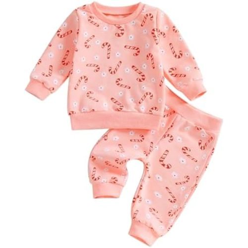 Kuriozud Toddler Baby Girl Fall Winter Clothes Cute Print Long Sleeve Crewneck Sweatshirt and Jogger Pants Set 2 Piece Outfit