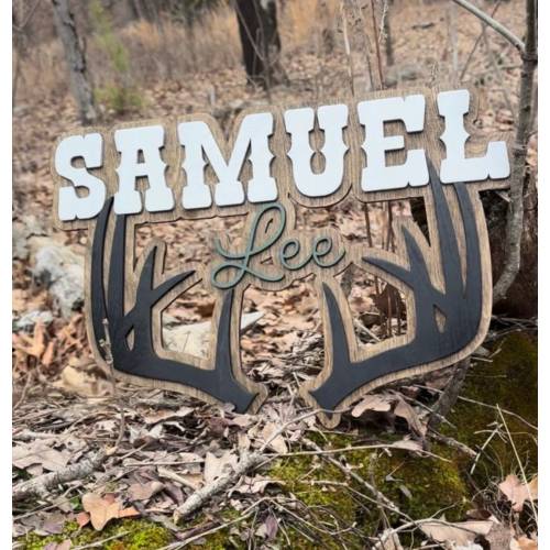 Deer antler name sign for kids room deer name signs wall decor for nursery boho baby shower deer hunting family