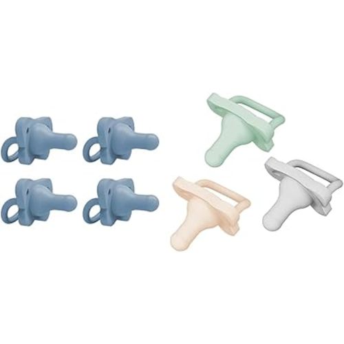 Dr. Brown's HappyPaci 100% Silicone Pacifier Bundle, 0-6 Months, Contoured One-Piece Design, 4 Pack and 3 Count