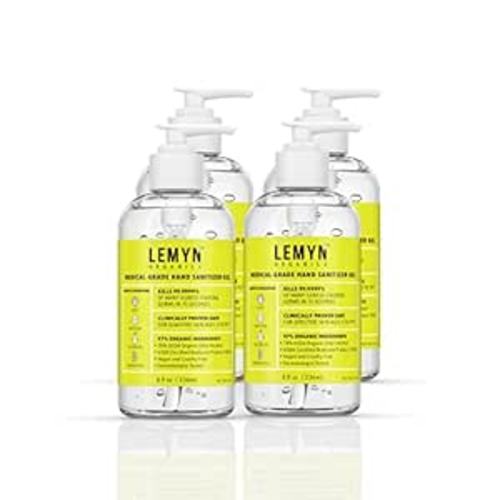 Lemyn Organics Medical Grade Hand Sanitizer Gel - 97% ORGANIC (PACK OF 4)