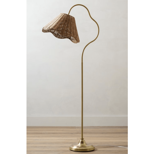 Lucinda Floor Lamp with Woven Shade - Magnolia
