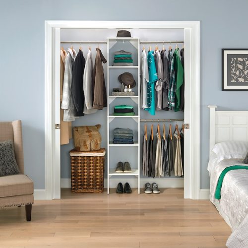 ClosetMaid BrightWood 4-ft to 9-ft W x 6.85-ft H White Solid Shelving Wood Closet System 5441 at Lowes.com