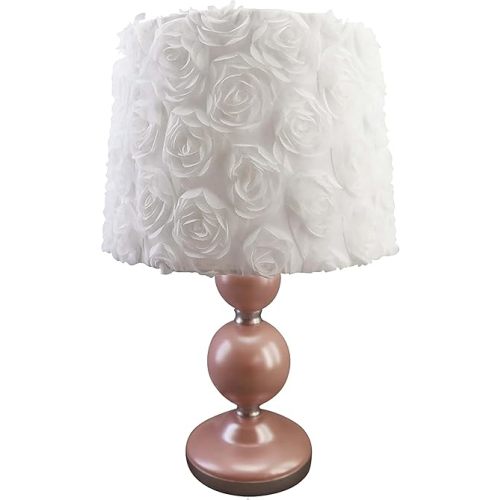 Levtex Baby - Colette Table Lamp and Shade - Pink Bubble - White Floral Rosette Shade Lamp - Nursery Accessories - Measurements: 16 in. high and 5 in. Diameter