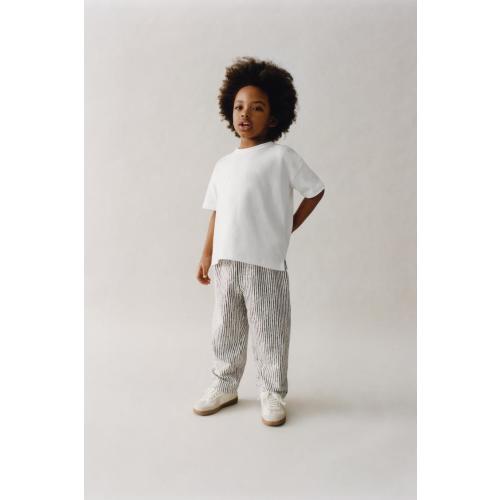 STRIPED FLEECE STRAIGHT-LEG PANTS - Ecru | ZARA United States